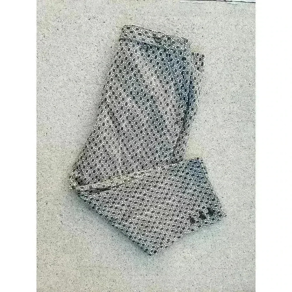 Lands End Womens Size 16 Khaki With Brown‎ Diamond Cropped capris Pants chino - Picture 1 of 6